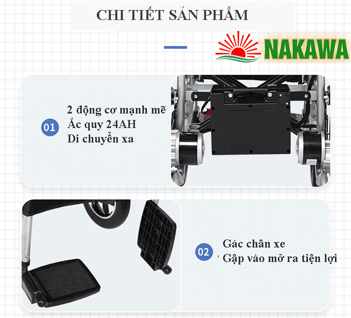 chi tiết sản phẩm Xe Lăn Điện Đa Năng Nakawa NK-L03 